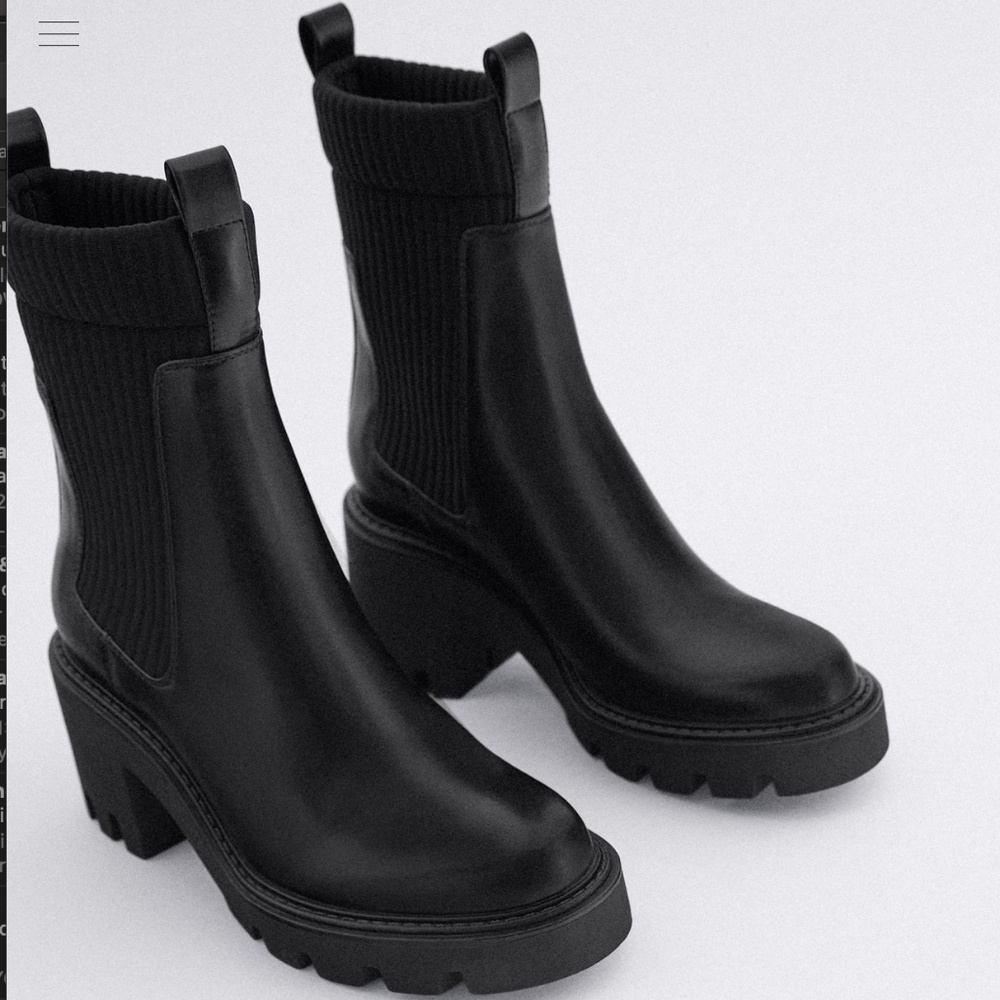 Zara Black Chunky Chelsea Booties